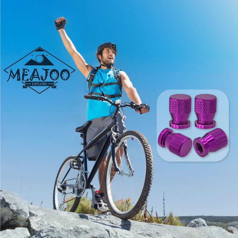 MEAJOO 6 قطع من أغطية جذع صمام إطارات السيارة، ملحقات أغطية أغطية هوائية مصنوعة من سبيكة ممتازة مؤكسدة، مقاومة للتآكل ومانعة للتسرب، عالمية للسيارات وسيارات الدفع الرباعي والدراجات والشاحنات والدراجات النارية (أرجواني) - Image 5